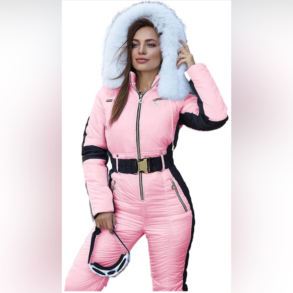 Yousify Pink / Black Ski Suit NWOT